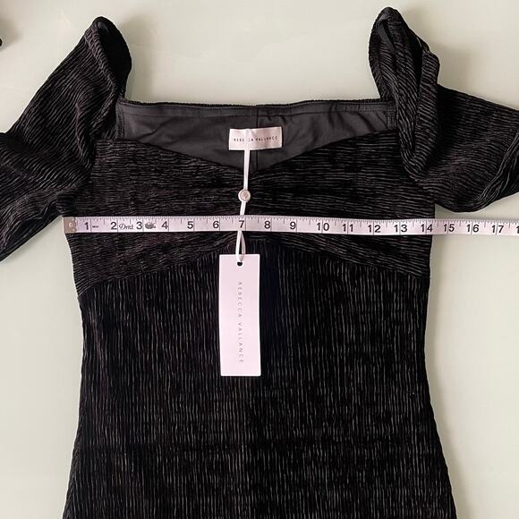 New Rebecca Vallance Senna Ribbed Velvet Mini Dress in Black Women's Size 8 - Picture 11 of 11